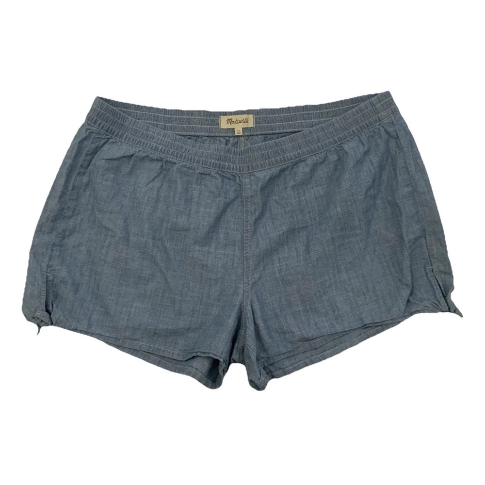 Madewell Women’s XL High Rise Chambray Pull On Shorts Blue Cotton Elastic Waist